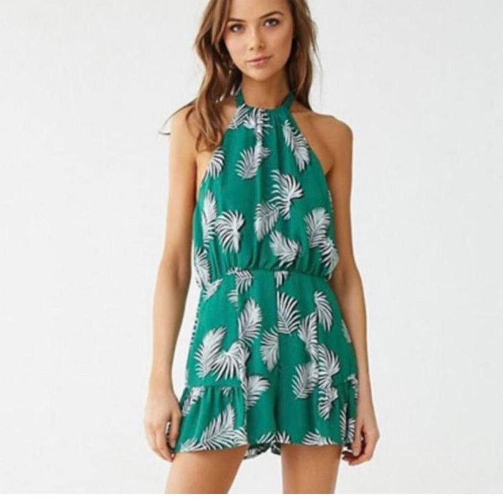 Forever-21 Women's Green Playsuit Romper